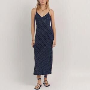 NWT Dissh Fame Navy Black Geo Print Slip Midi Dress Size US 6